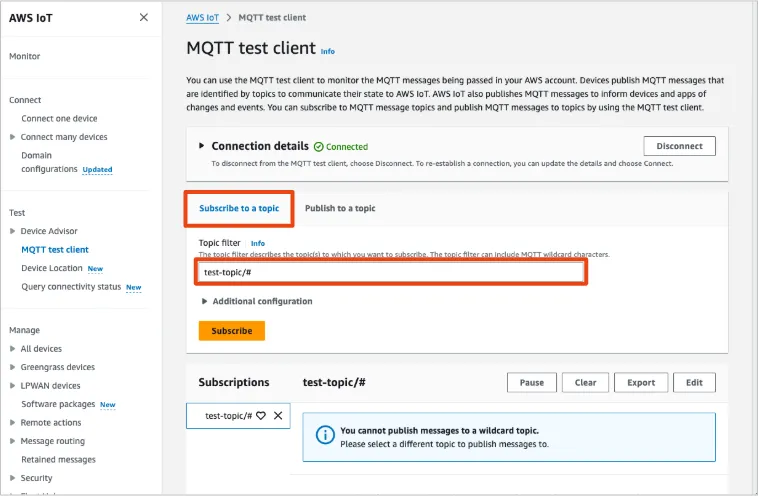 AWS MQTT Test Client
