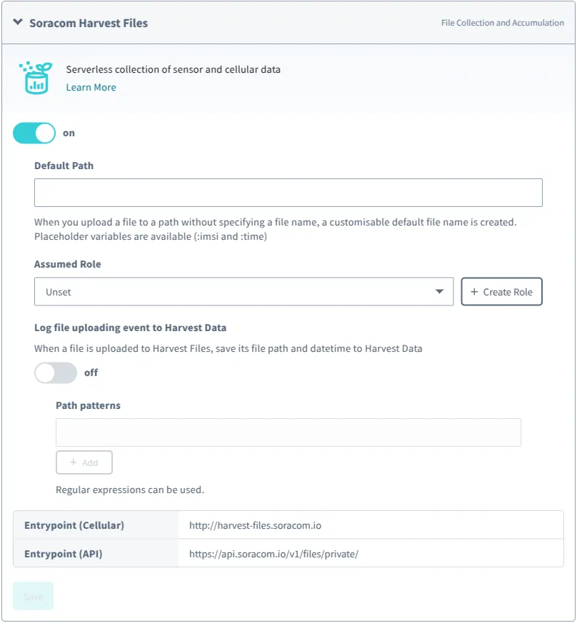 Harvest Files Options