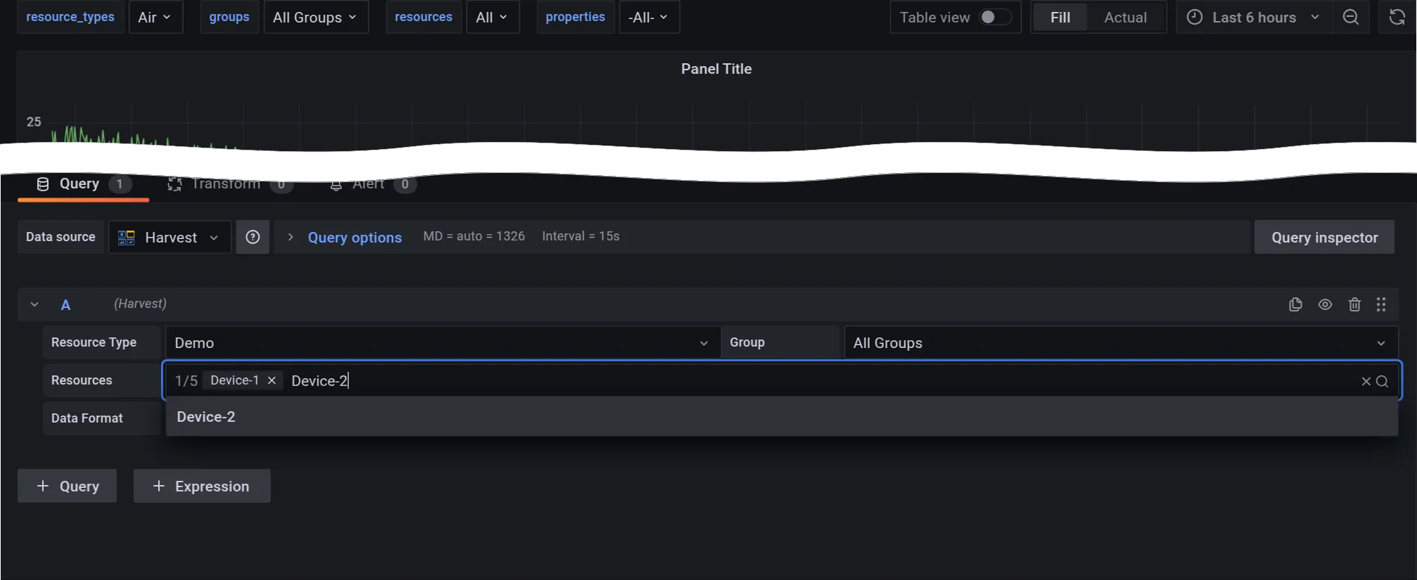 Searching the Resources Dropdown