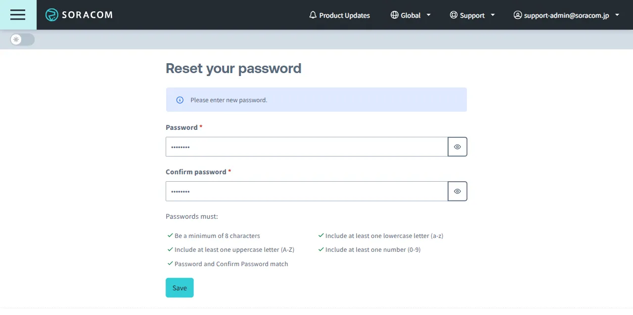 Set a new password