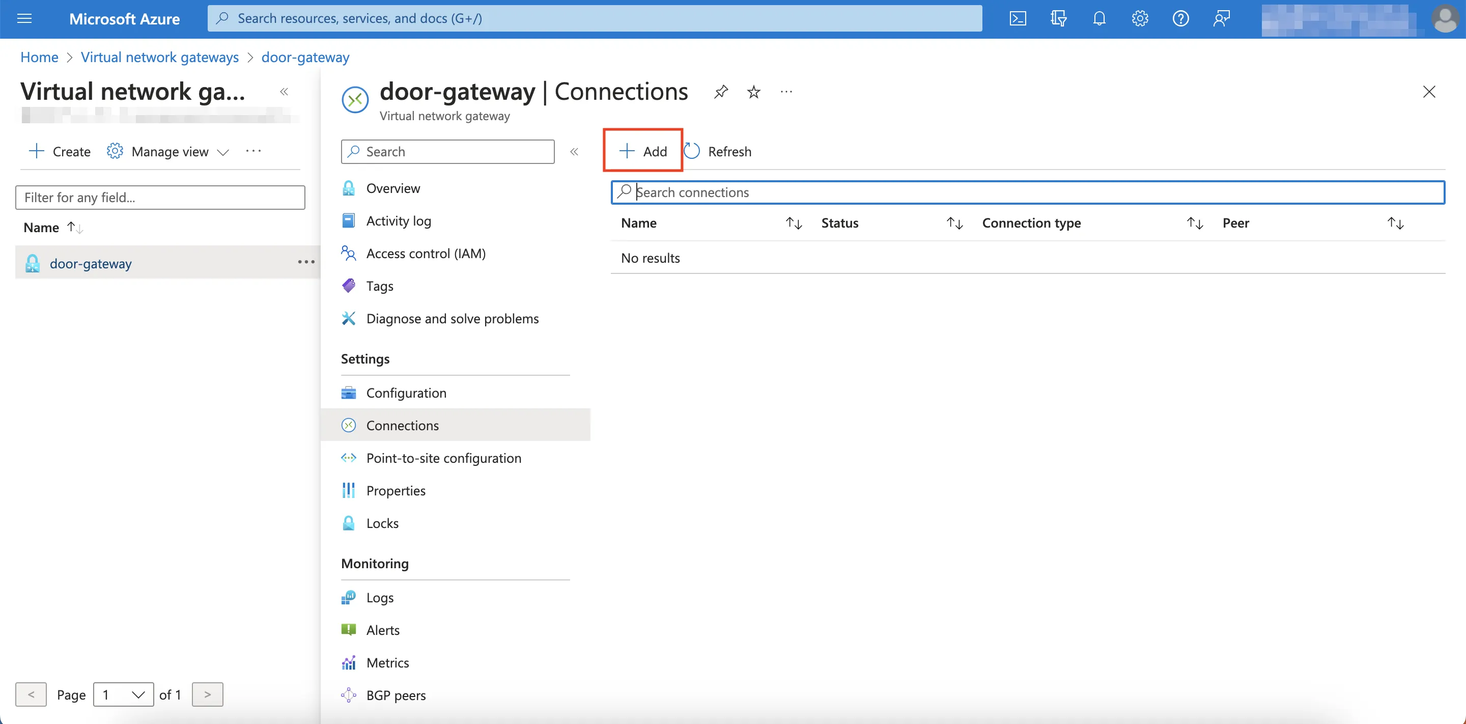 Add Connection Button